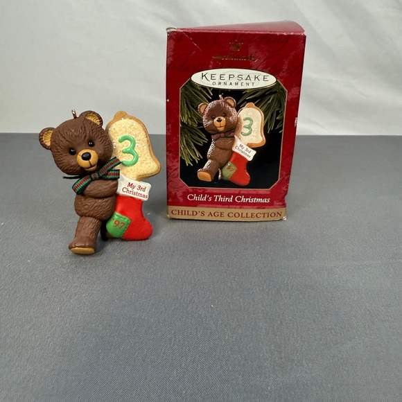 Hallmark Other - Hallmark Keepsake Child's Third Christmas Teddy Bear Ornament 1997‎
